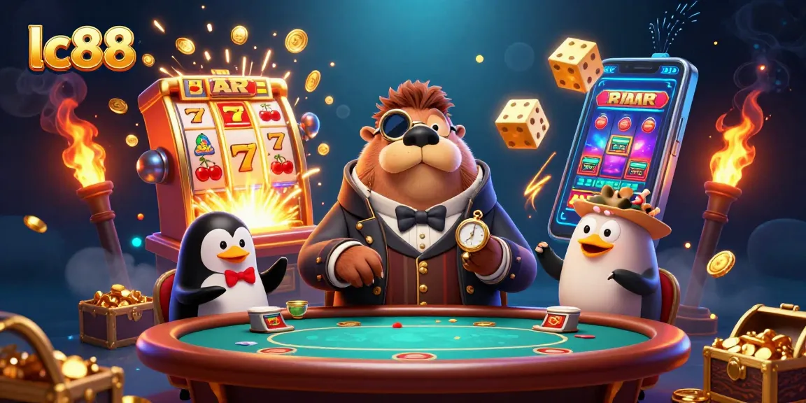 Experience the excitement of lc88 casino with a jolly walrus and his poker pals bluffing underwater.