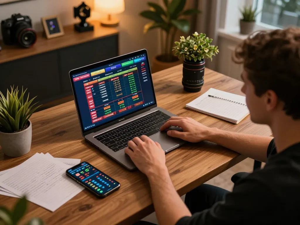 Engaged player analyzing odds on keonhacai22 mobile app while betting online promotion