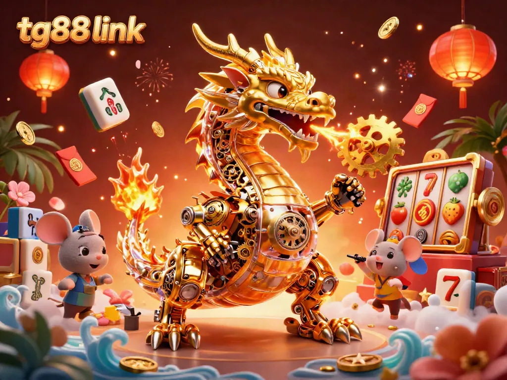 Engage with tg88 link as you spin vibrant slot reels amid a 3D dragon's treasure.