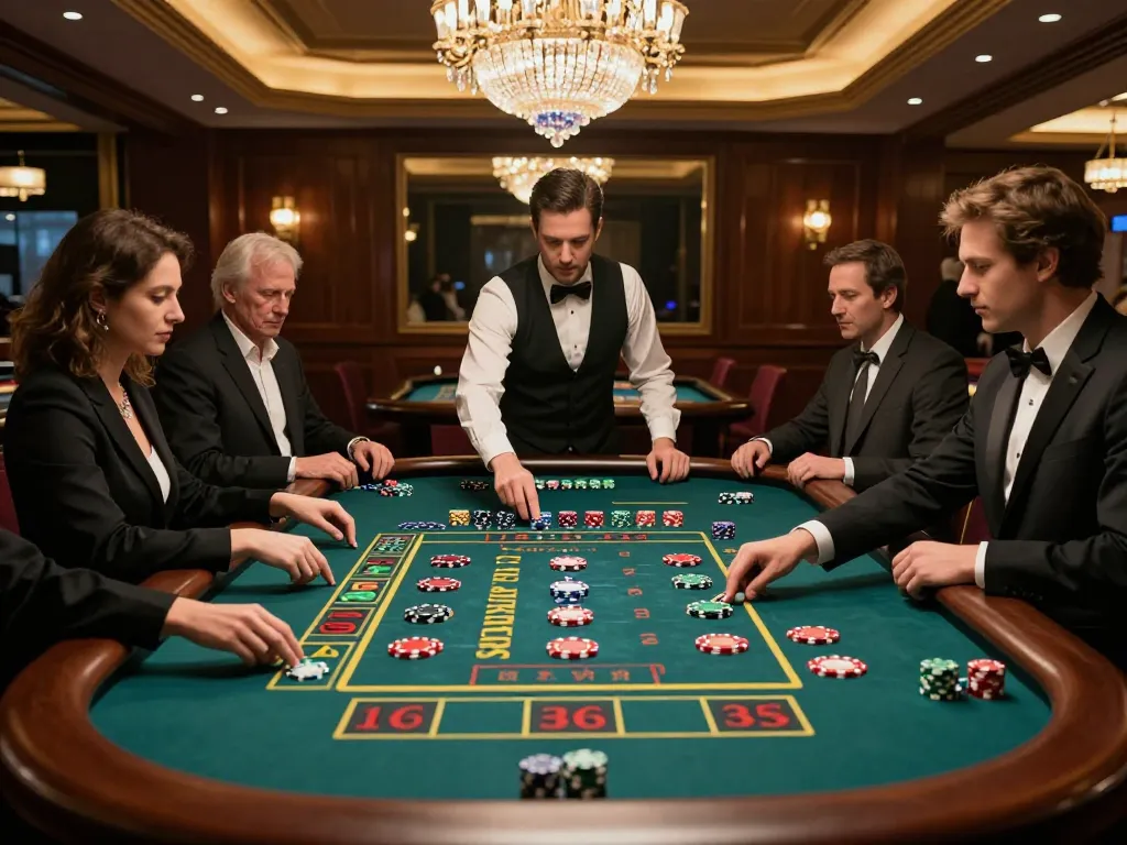 Engaged players at a roulette table with chips in hand and keonhacai 88 for an exciting high-stakes game night.