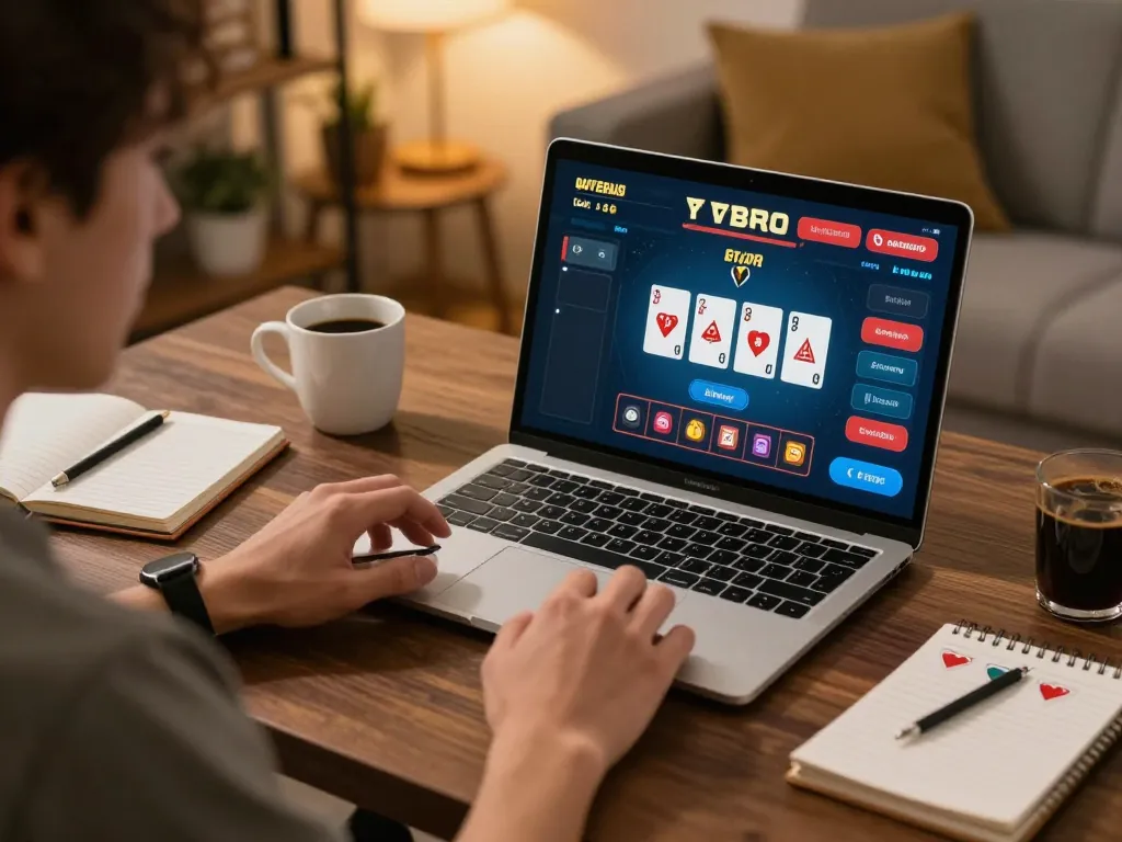 Engaging online gameplay featuring vb88 with a player using a laptop at home.