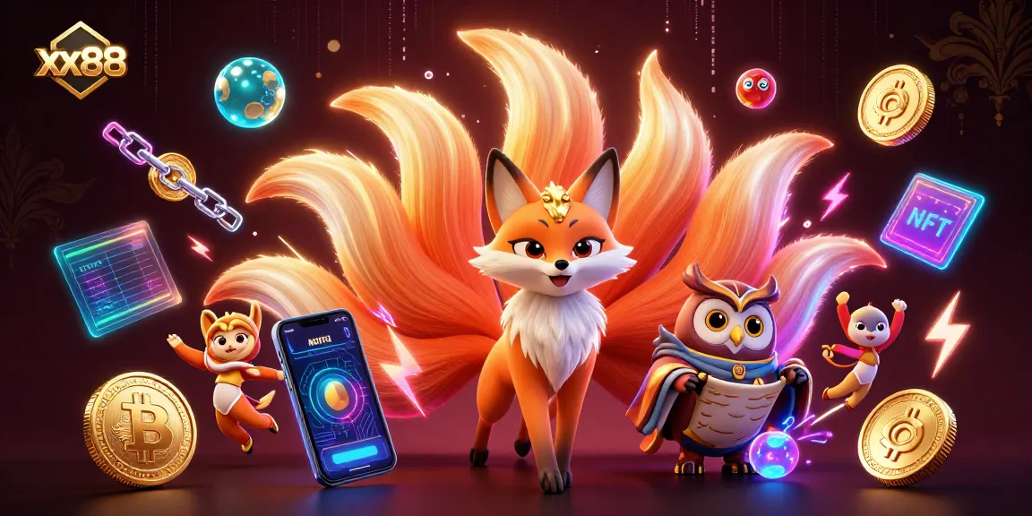 Engage with xx88's vibrant gambling universe featuring a colorful nine-tailed fox and wise owl.