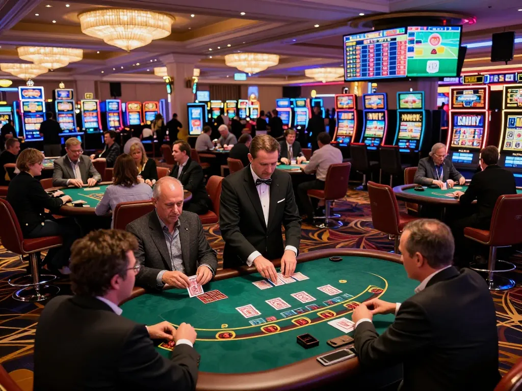 Engaging blackjack game at a Vegas casino featuring players focused on their hands, GA88 offering thrilling gaming experiences