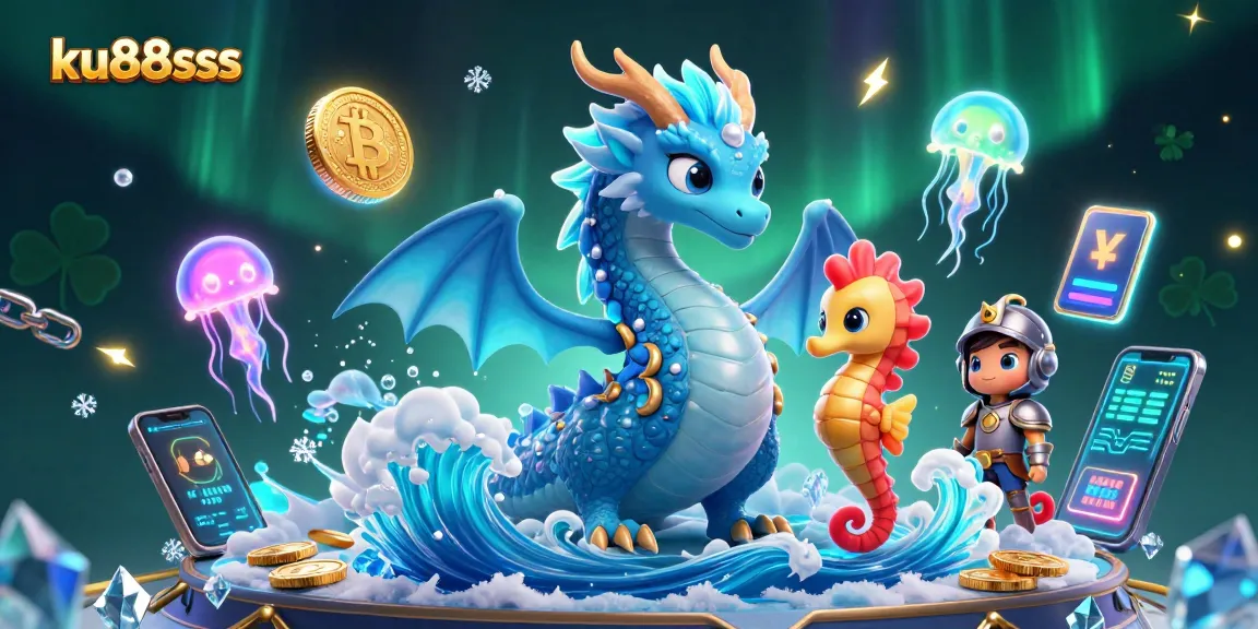 Engage in thrilling gaming adventures at ku88sss with vibrant dragon, knight, and jellyfish elements.