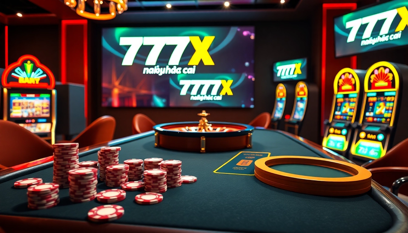 Players engaging in thrilling games at 777X nhà cái, showcasing a vibrant online casino atmosphere.