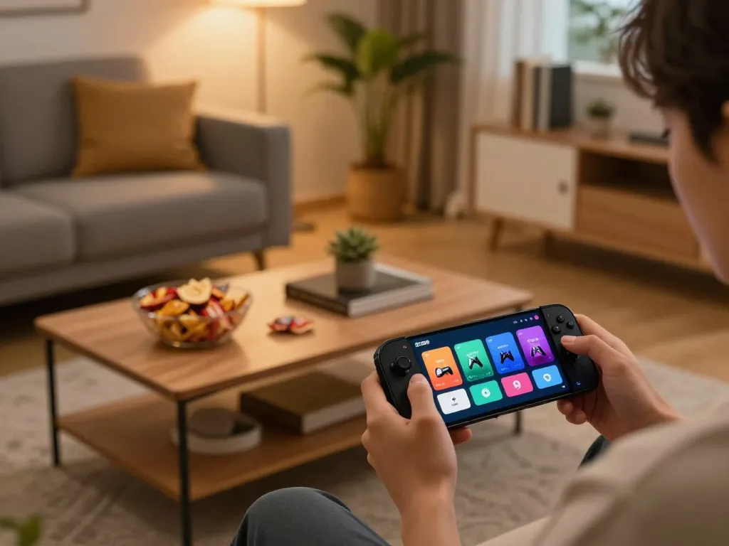 Player engaging with the SV368 app for online gaming in a cozy home environment.