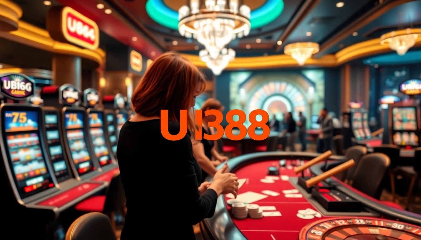 Experience the excitement of U888's vibrant casino atmosphere filled with lively games and luxury.