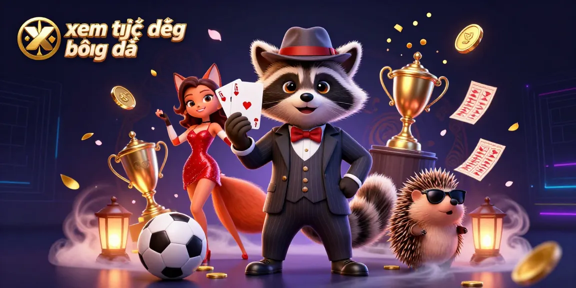 Experience thrilling matches with xem trực tiếp bóng đá, featuring raccoon, fox, and hedgehog characters in a vibrant betting scene.
