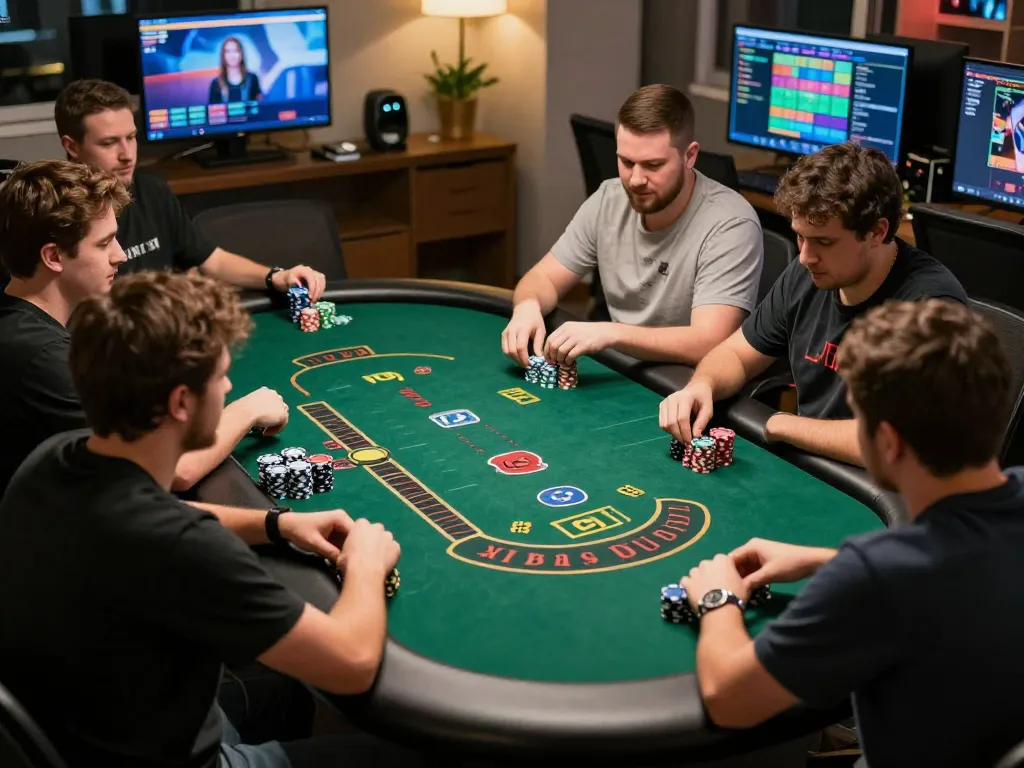 Players engaging in a live dealer blackjack game on sky88 platform, showcasing strategic decisions and dynamic gameplay