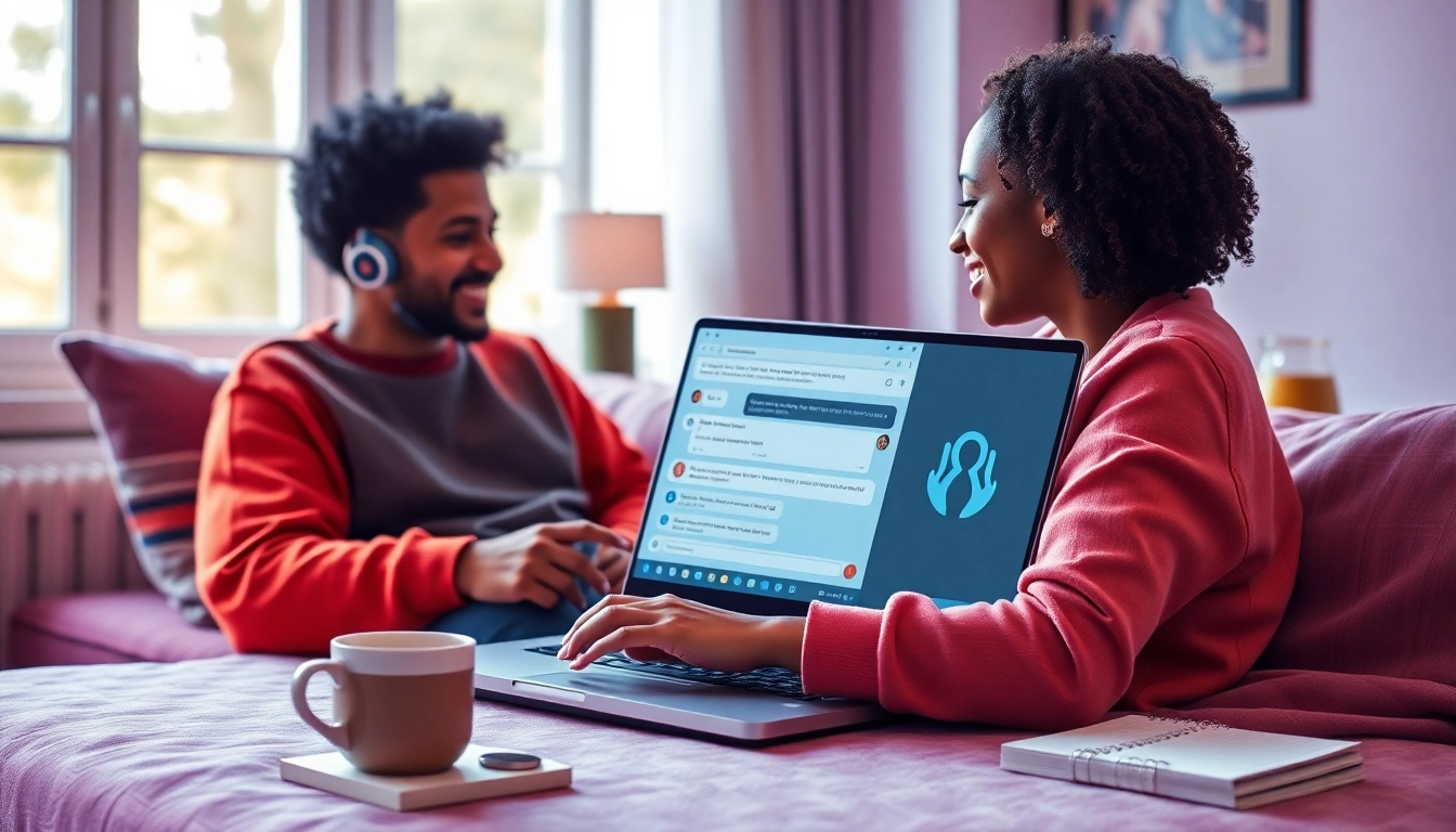 Engaging interaction with sexting AI chatbot on a modern laptop in a cozy setting.