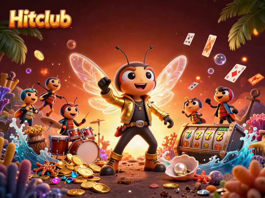 Hitclub players immerse in thrilling slots action with vibrant 3D characters and elements.