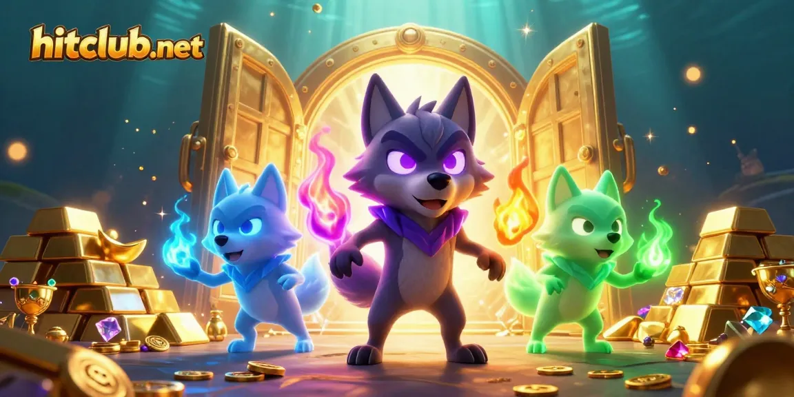 Experience thrilling wins at hitclub-net with animated ghostly wolves, treasure, and vibrant casino elements.