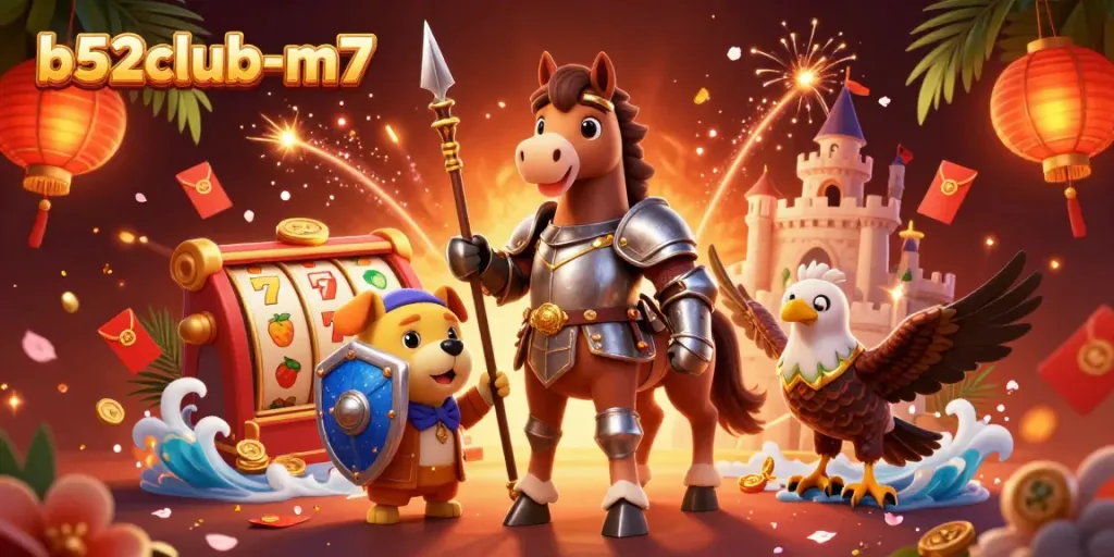 Experience the excitement of b52club-m7 with thrilling slot reels and vibrant characters!