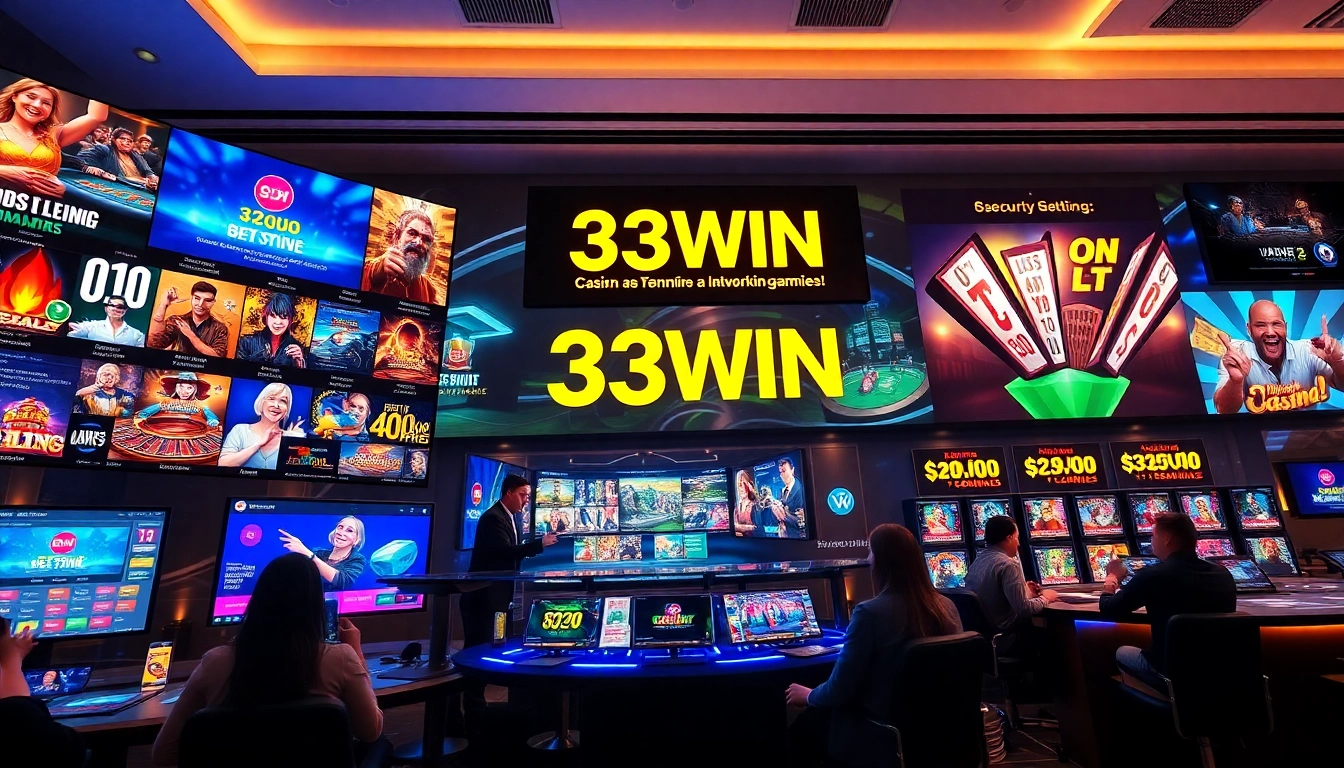 Engaging gaming scene from https://33win.sh/ showing diverse casino games and sports betting options.