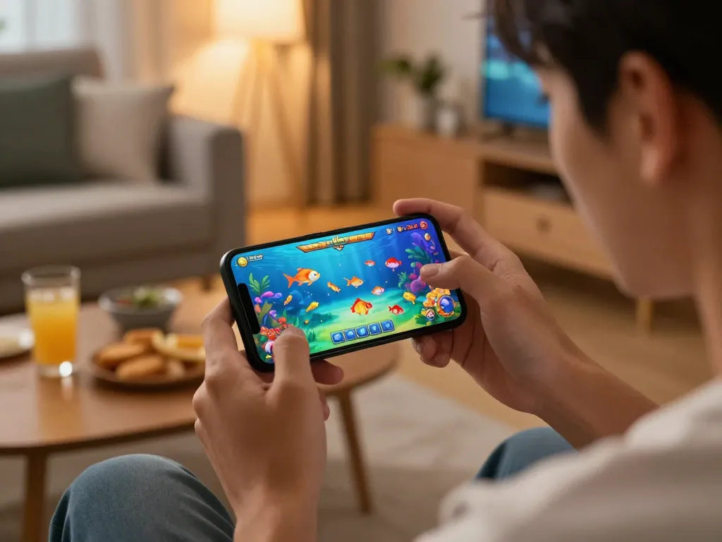 Bắn cá Fabet gameplay on mobile device showcasing vibrant graphics and engaging action.