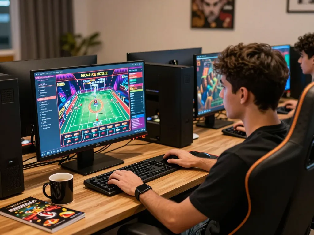 Engaging in online gaming at cm88 with a stylish setup and vibrant game display