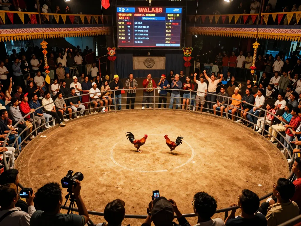 WALA88 live cockfighting event showcasing breathtaking action and intense crowd engagement.